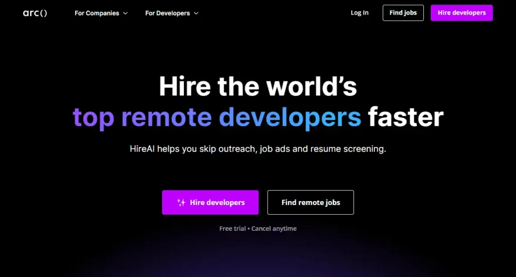 Arc. dev the best freelance website for developers